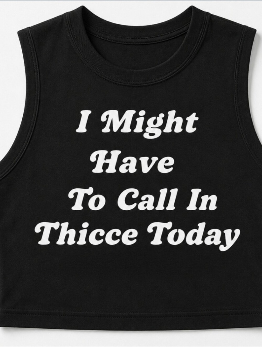 Black Graphic Tank Top with White Slogan
